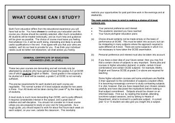 6th Form Courses Offered - Queen Katherine School