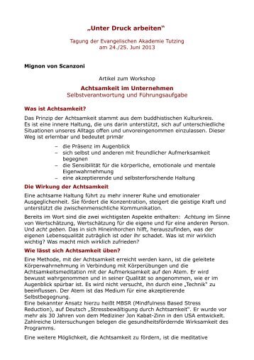 Achtsamkeit im Unternehmen - kda Bayern