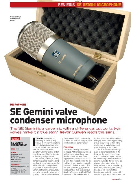 SE Gemini valve condenser microphone - sE Electronics