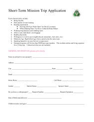 Short-Term Mission Trip Application