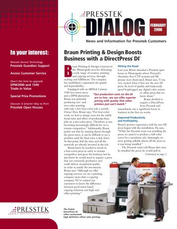 Dialog Newsletter #1 - Presstek
