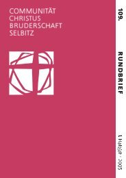 R UND B RIEF 10 9 . - Communität Christusbruderschaft Selbitz