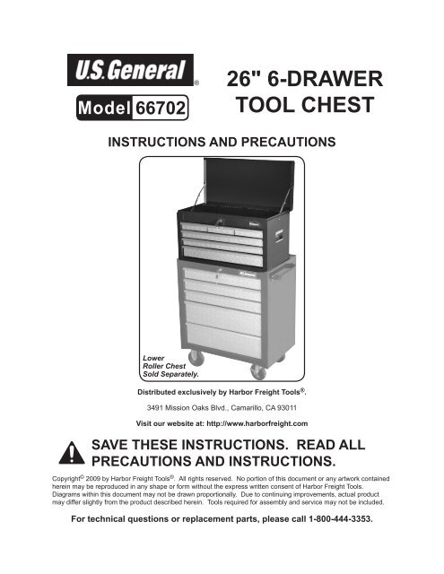 26" 6-drawer tool cHest 66702 - Harbor Freight Tools