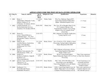 APPLICATION FOR THE POST OF DATA ENTRY OPERATOR