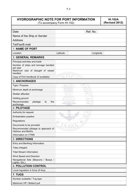 INDIAN NOTICES TO MARINERS - National Hydrographic Office