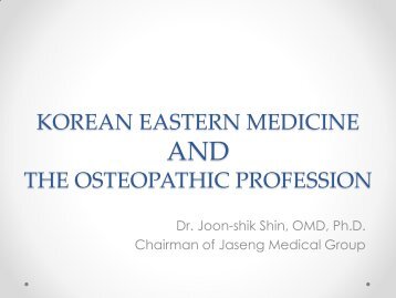 Korean Medicine and the Osteopathic Profession - American ...