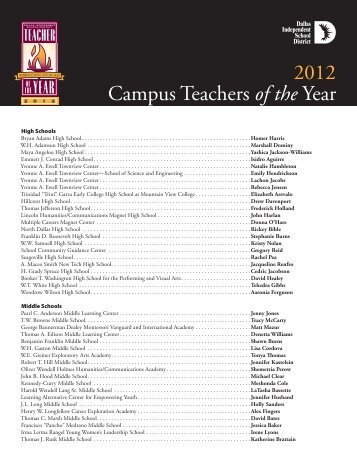 2012 Campus Teachers of the Year