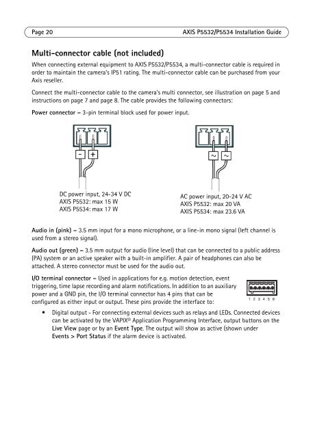 AXIS P5532/P5534 Installation Guide - Axis Communications
