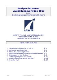 Statistik der neuen Lehrverträge 2013 - IAWM