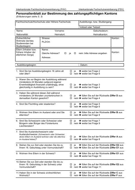 Personalienblatt/WohnsitzbestÃƒÂ¤tigung - Wirtschaftsschule KV Chur