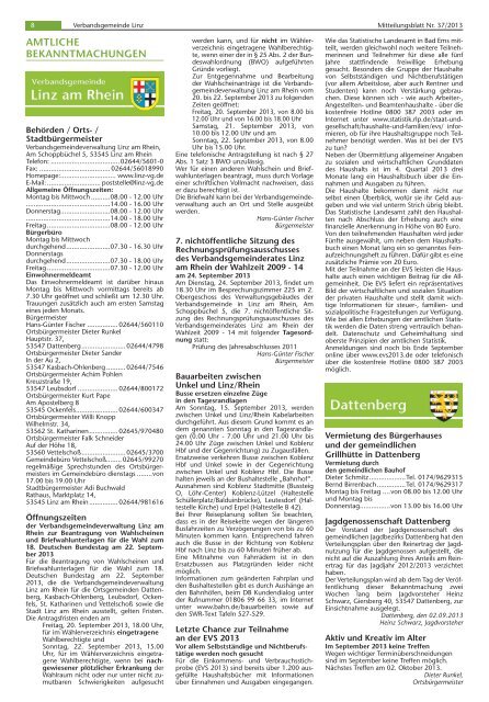 Ausgabe Nr. 37 vom 11.09.2013 - Verbandsgemeinde Linz