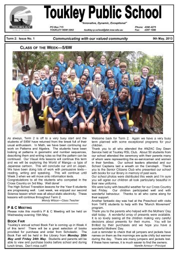 14 TERM 2 Issue 1 Week 20 [pdf, 3 MB] - Toukley Public School