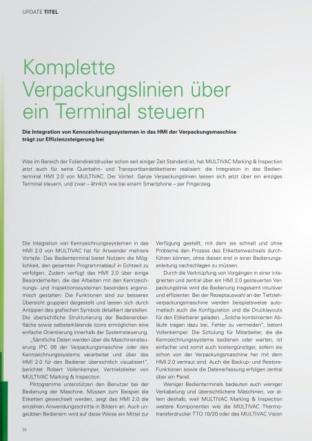 MULTIVAC Kundenmagazin UPDATE - 1-2013 - PDF herunterladen