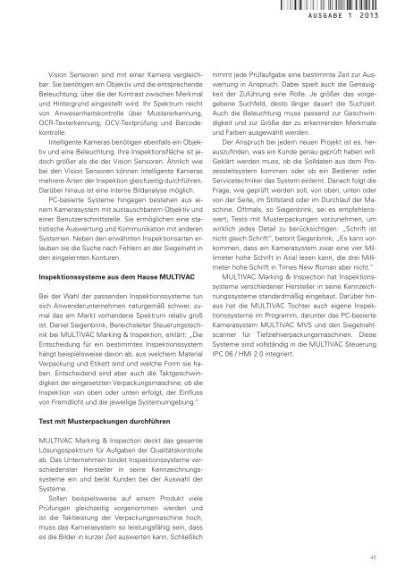 MULTIVAC Kundenmagazin UPDATE - 1-2013 - PDF herunterladen