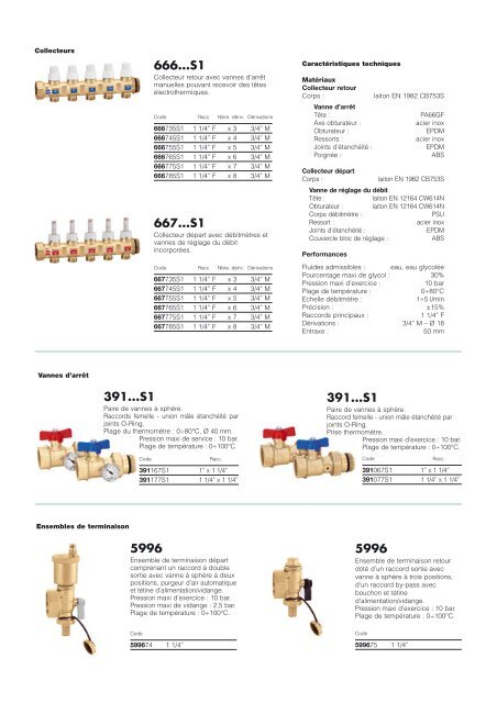 Collecteurs de distribution prémontés pour planchers ... - Caleffi