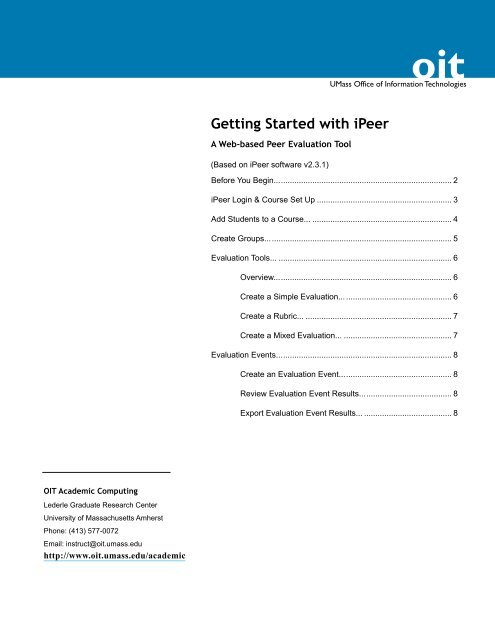 Getting Started with iPeer - Office of Information Technologies ...