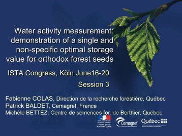 Water activity measurement - International Seed Testing Association