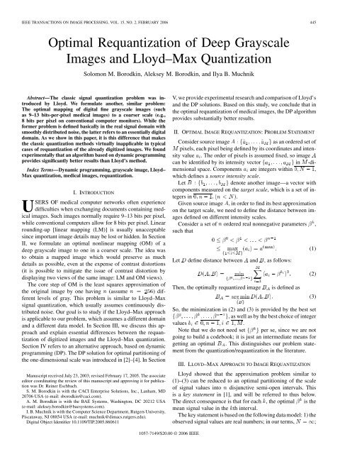 Optimal requantization of deep grayscale images and Lloyd-Max ...