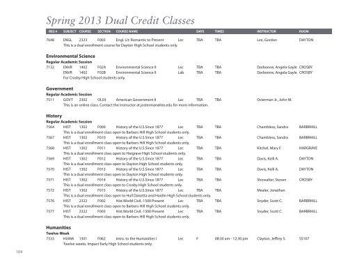 Spring 2013 Class Schedule - Lee College