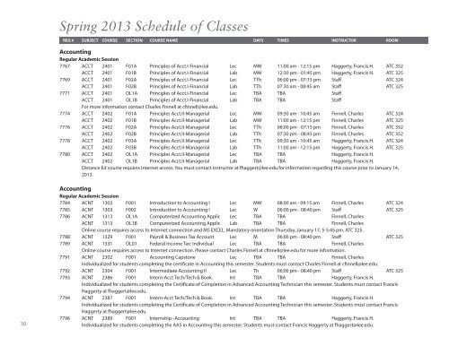 Spring 2013 Class Schedule - Lee College