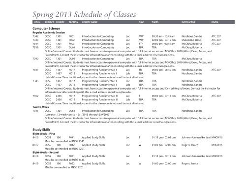 Spring 2013 Class Schedule - Lee College