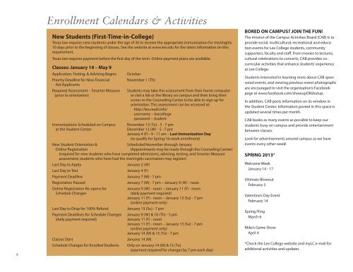 Spring 2013 Class Schedule - Lee College