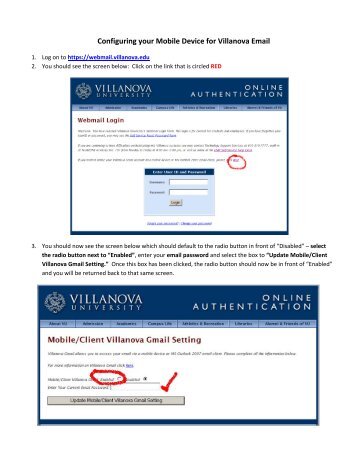 Configuring your Mobile Device for Villanova Email