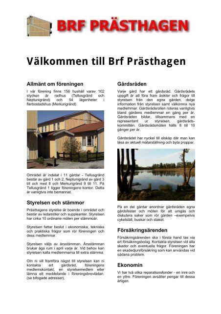 Brev - BRF PrÃ¤sthagen