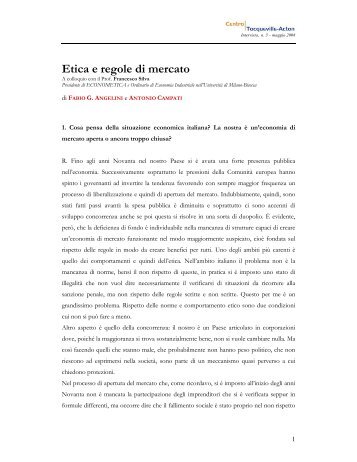 Etica e regole di mercato - Tocqueville-Acton