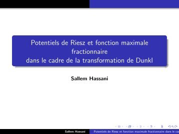 Potentiels de Riesz et fonction maximale fractionnaire ... - UVT e-doc