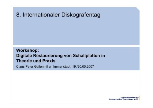 8. Internationaler Diskografentag
