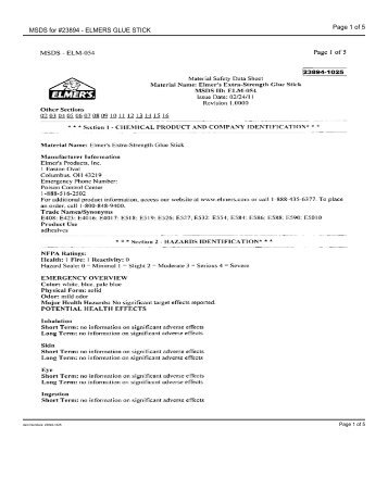 MSDS for #23894 - ELMERS GLUE STICK - Dick Blick