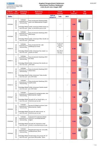 Preisliste Heidemann Gong - Steffen