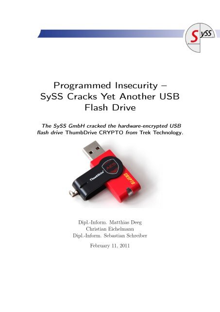 SySS Cracks Yet Another USB Flash Drive - SySS GmbH