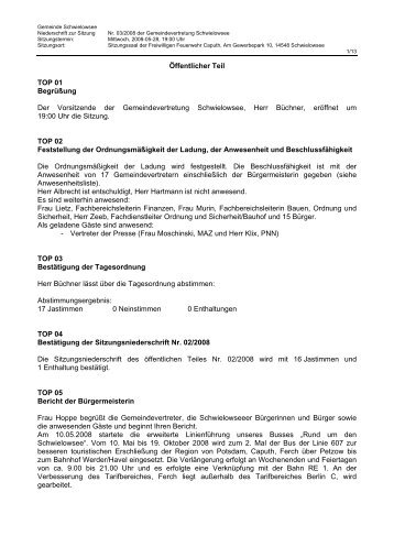 Niederschrift zur Sitzung Nr. 03/2008 am 28.05.08 - Gemeinde ...