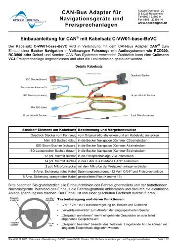 CAN-Bus Adapter fÃ¼r NavigationsgerÃ¤te und ... - speedsignal.de