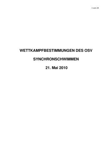 Wettkampfbestimmungen Synchronschwimmen