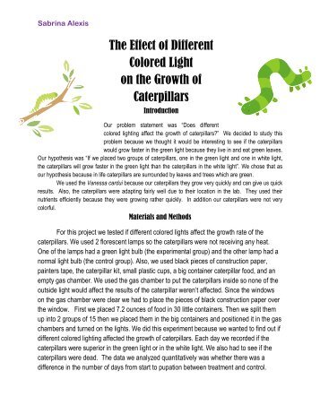 The Effect of Different Colored Light on the Growth of Caterpillars