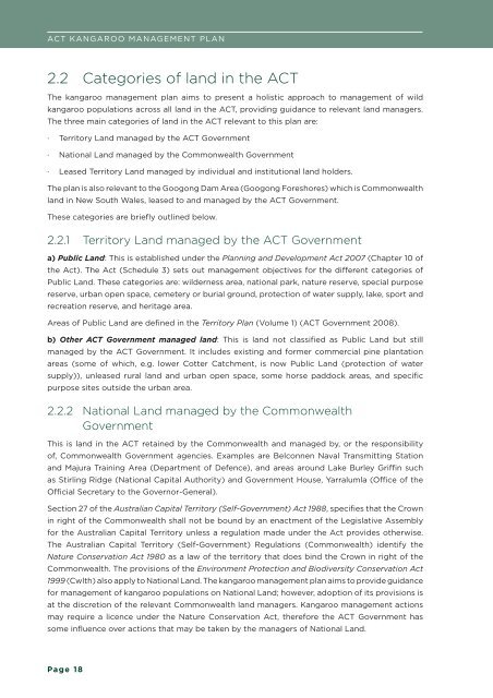 Kangaroo Managment Plan - Territory and Municipal Services - ACT ...