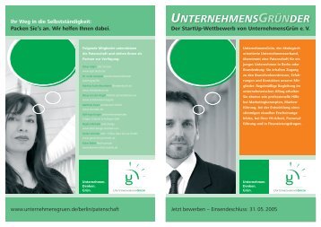 StartUp-Wettbewerb-Flyer - UnternehmensGrün