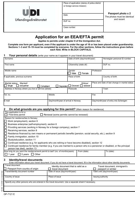 Application For An Eea Efta Permit Udi