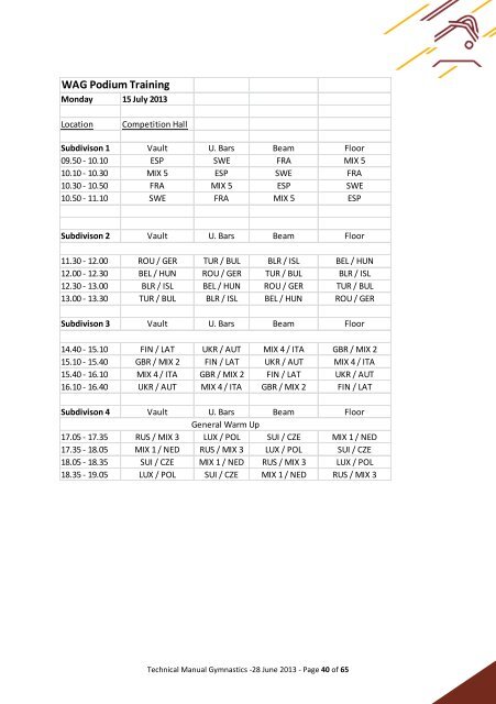 19 JULY Technical Manual