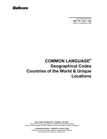 Common Language(R) Geographical Codes Countries of the World ...