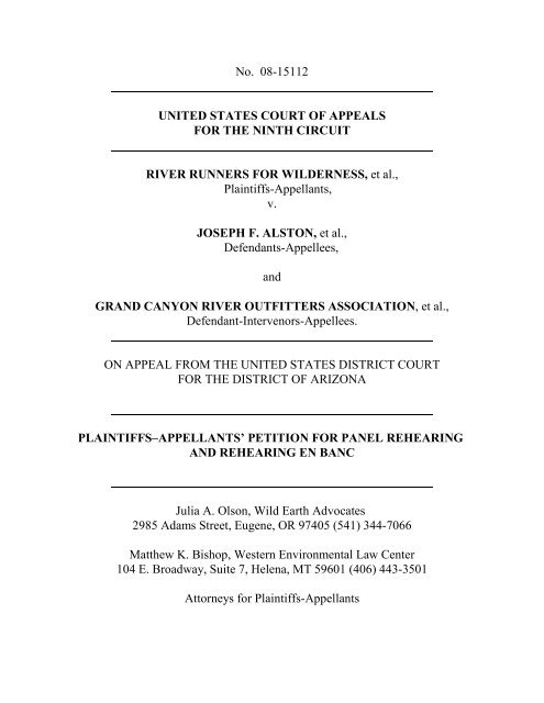 Petition for Panel Rehearing and Rehearing En Banc