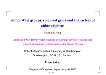 Affine Weyl groups, coloured grids and characters of affine algebras