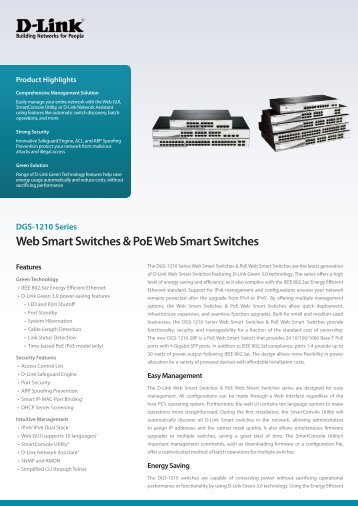 DGS-1210 Series Web Smart Switches & PoE Web Smart ... - D-Link