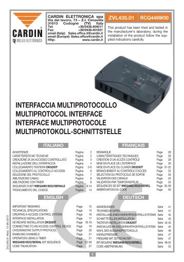 interfaccia multiprotocollo multiprotocol interface ... - Cardin Elettronica