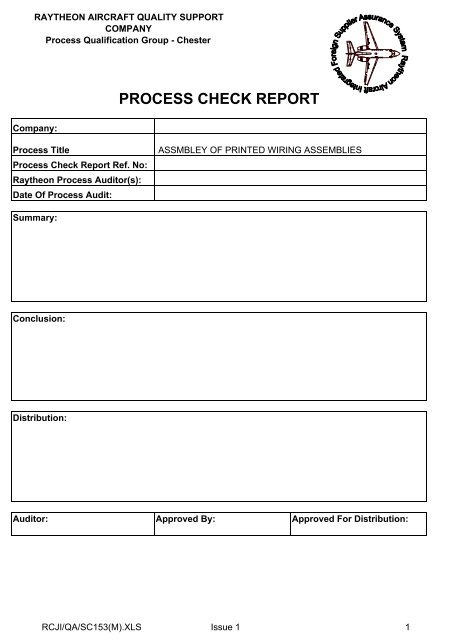 PROCESS CHECK REPORT - Hawker Beechcraft