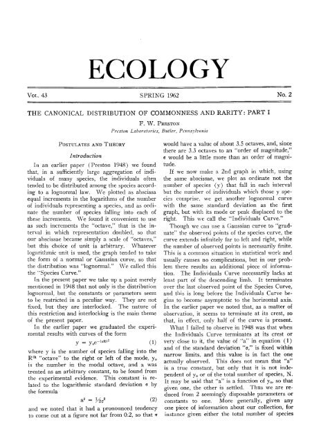 The Canonical Distribution of Commonness and Rarity: Part I F. W ...