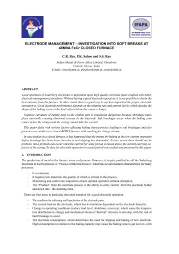 ELECTRODE MANAGEMENT Ã¢Â€Â“ INVESTIGATION INTO ... - Pyro.co.za